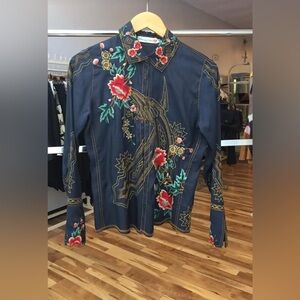 Beautiful Johnny Was embroidered silk button down (retail price $380)